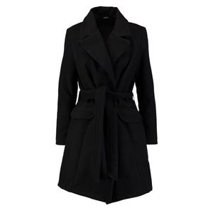 Boohoo: Black Belted Coat. Size 6